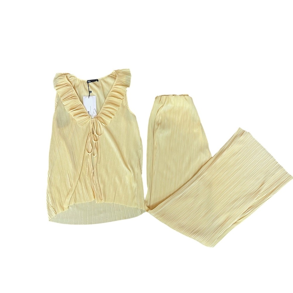 Zara Butter Yellow Two Piece Matching  Set Size S NWT Dainty‎ Coquette Feminine - Picture 3 of 16